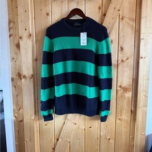 Piombo Men's Crewneck Sweater - Green and Black Stripes